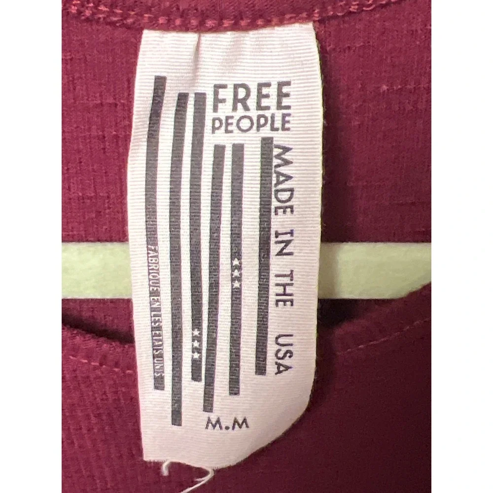 Free People Burgundy Ribbed Racerback Tank Top Med Made in USA Athleisure  Layer